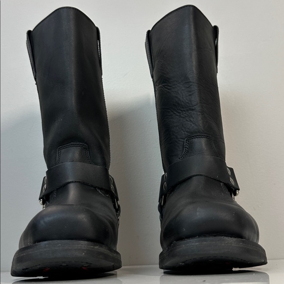 Milwaukee Mens Harness Motorcycle Boots Black Back Zip Up Studded Size 8D - Picture 4 of 14